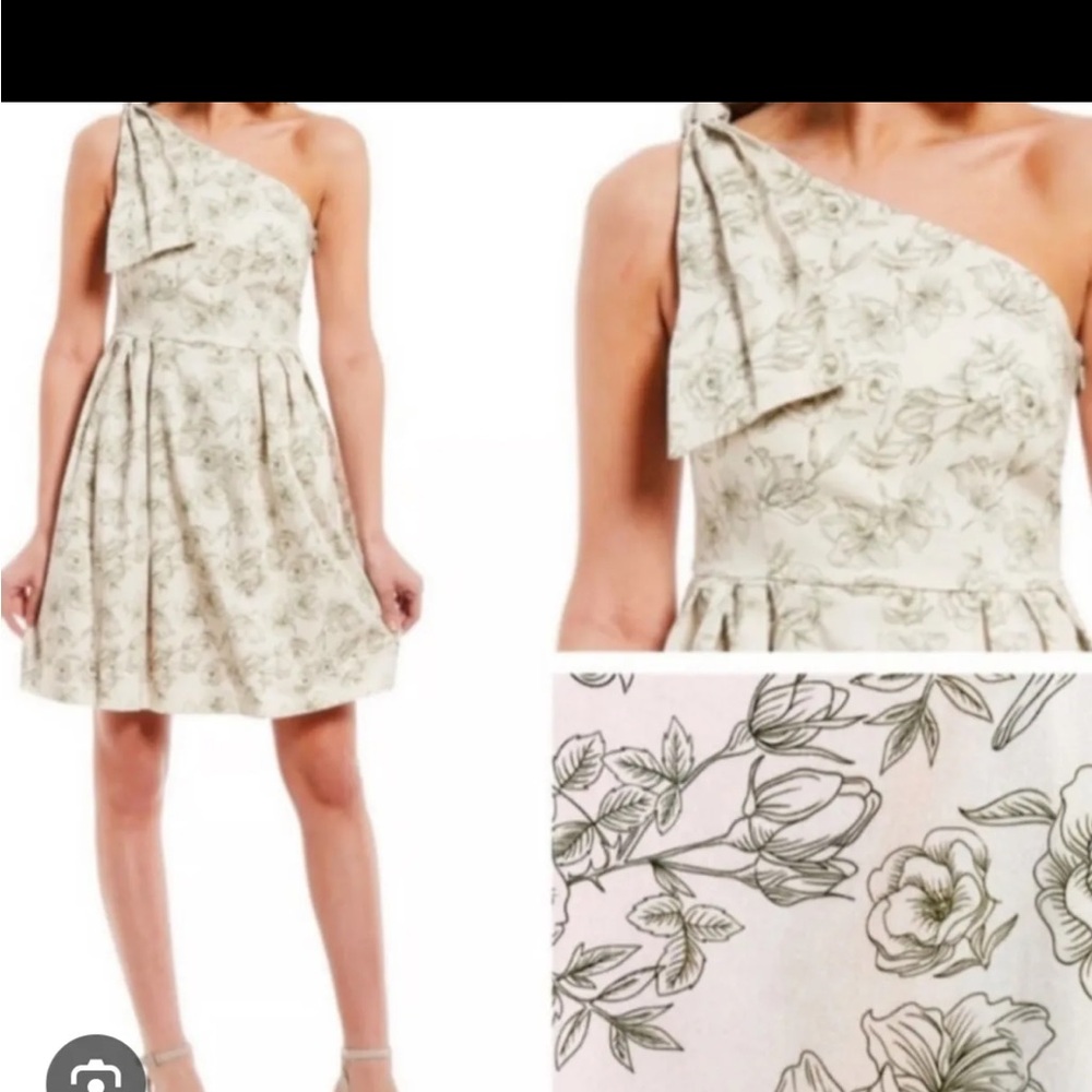 Gianni Bini Cream Floral One-Shoulder Dress